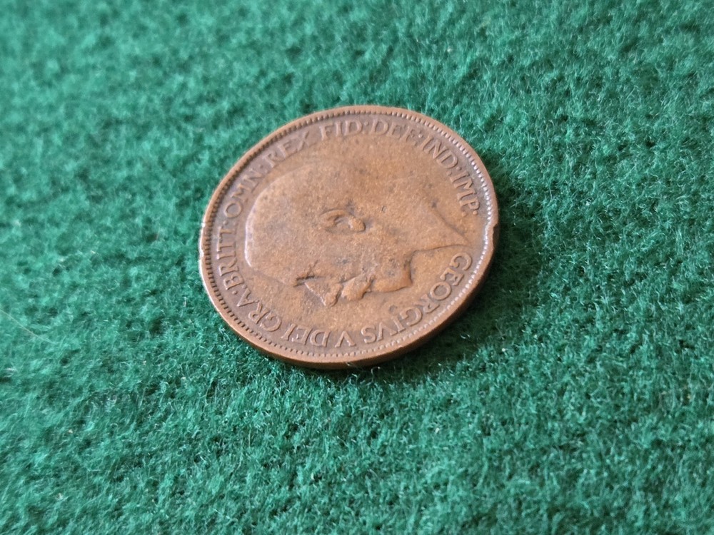1913 Worn British One Penny