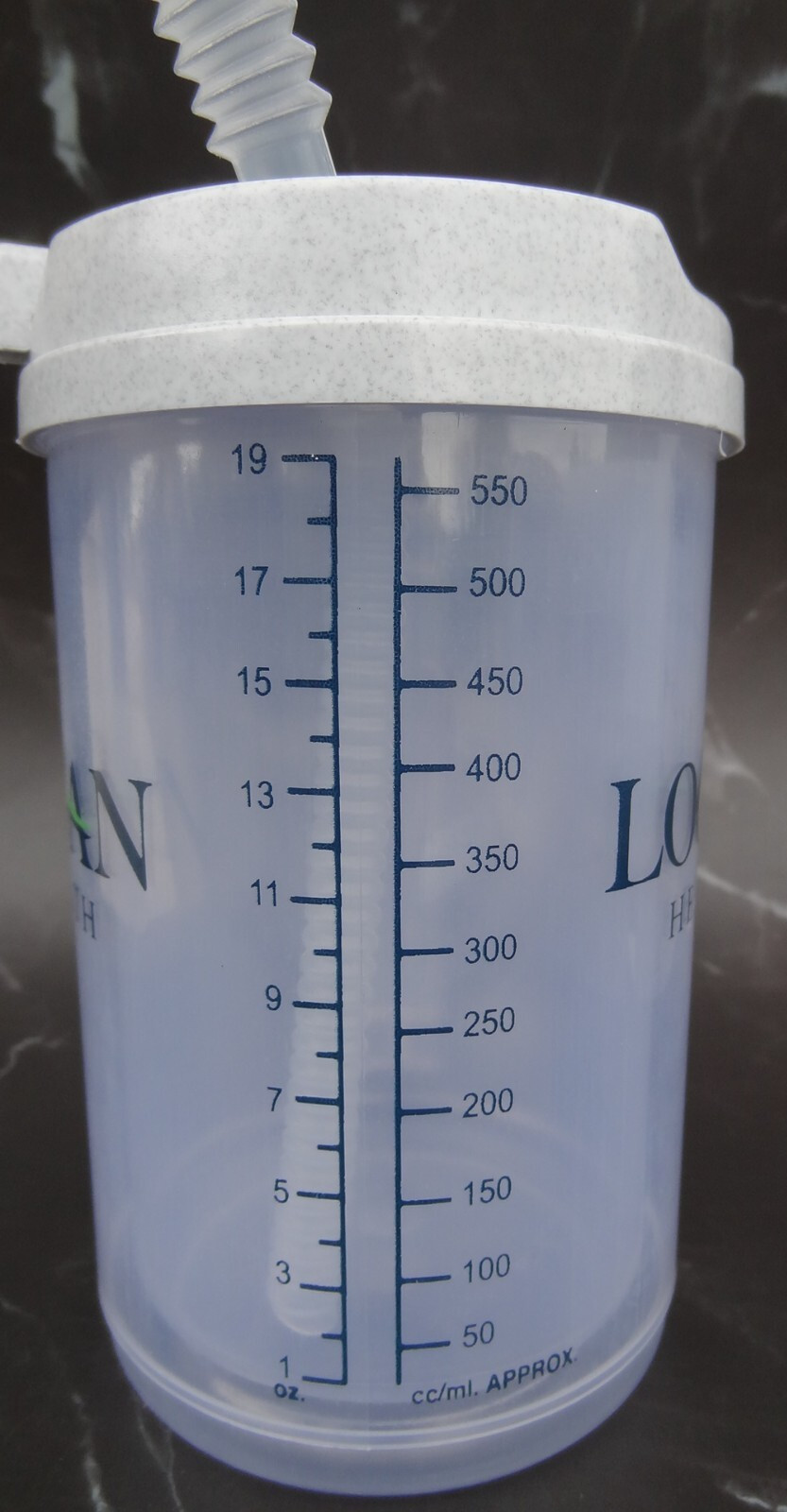 Mug Graduated Reusable w/ Lid Straw Whirley Drink Works Hospital Clear 20 Oz