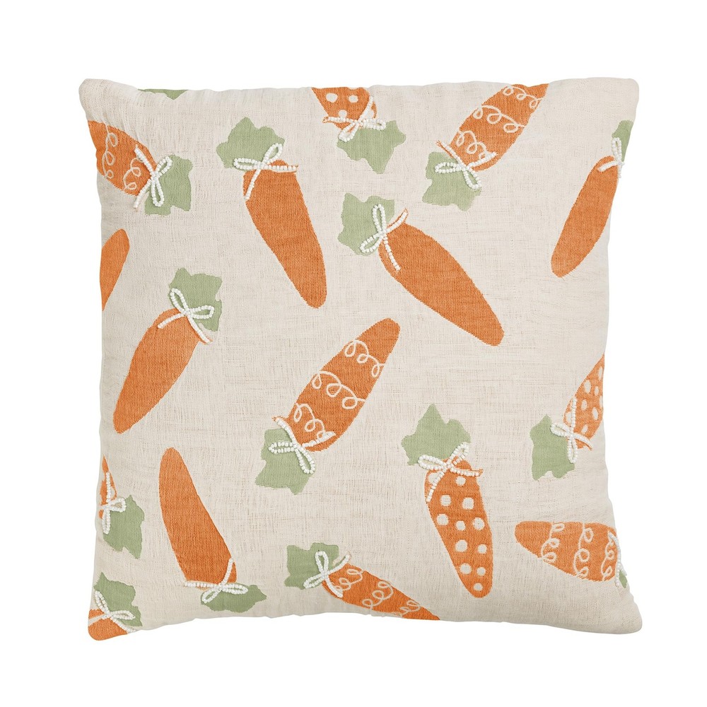Mud Pie Easter Carrot Jacquard Pillow