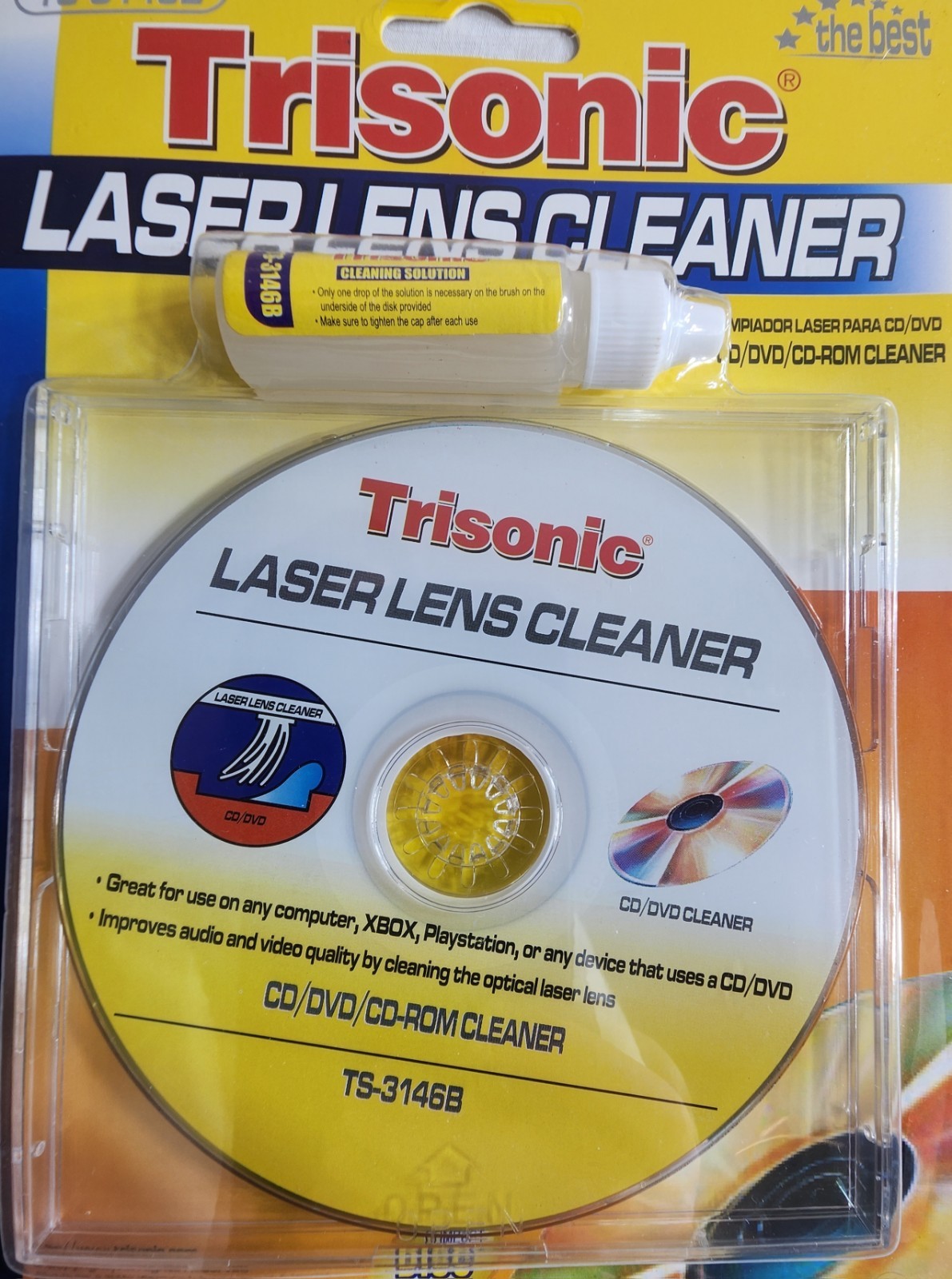 DVD Player Lens Cleaner Disc with Cleaning Solution – Laser Lens Cleaning Kit