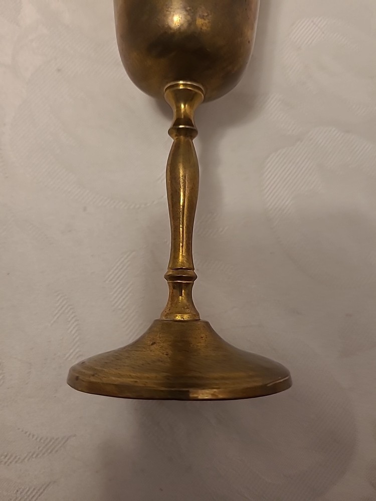 E.P. Brass Silverplate India Wine Goblet 7 1/2" H