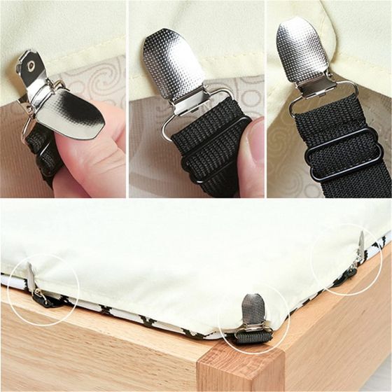 8 Pack Bed Sheet Clips with Strong Grip - Durable Triangle Design Fasteners
