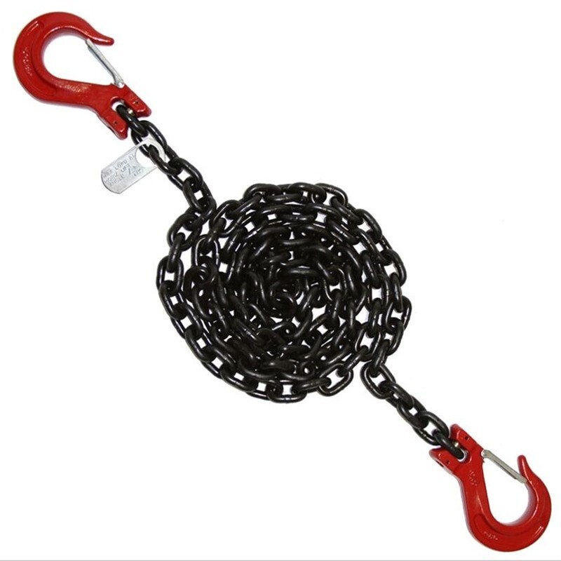 3/8" x 2' FT Single Leg Grade 80 Lifting Chain Sling Safety Latch Hook 7,100 lbs