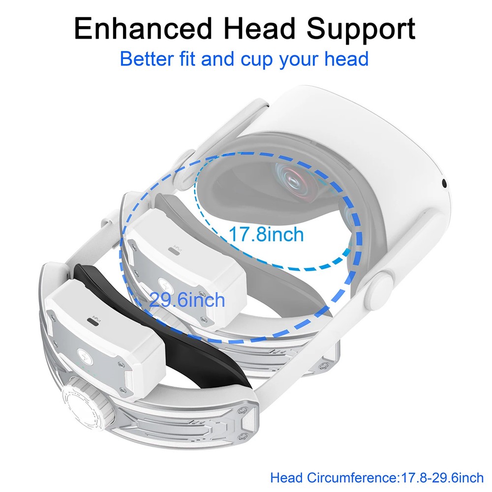 Elite Head Strap with Battery for Meta Quest 2 Adjustable VR Headset Accessory