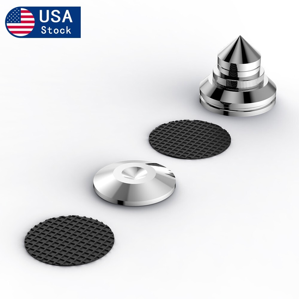 4Pcs Adjustable Stainless Steel HIFI Speaker Turntable Isolation Stand Feet Pad