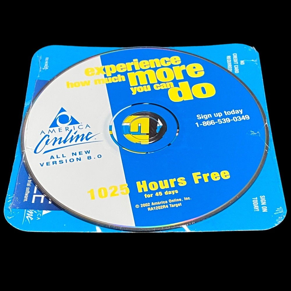 AOL 8.0 Experience How Much You Can Do CD 1025 Hrs Free Computer Software Sealed