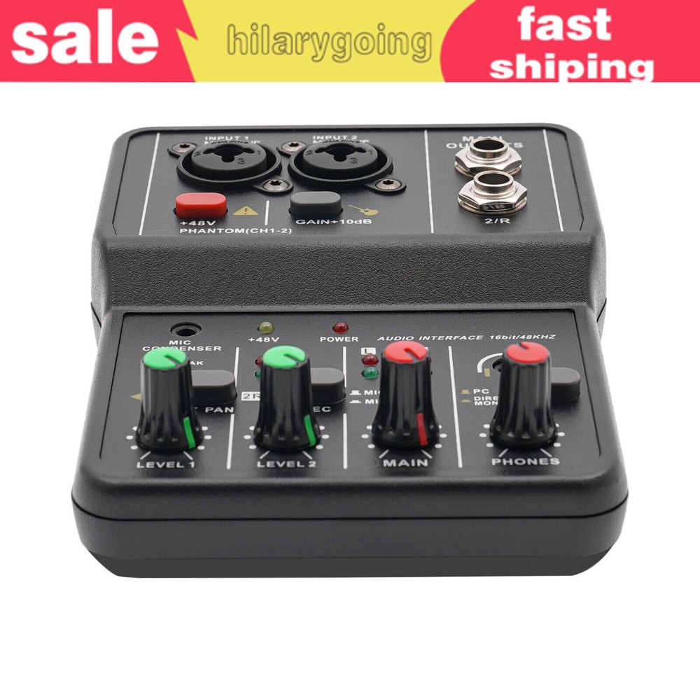 2Channel Mini Audio Mixer USB DJ Sound Mixing Console Amplifier Studio