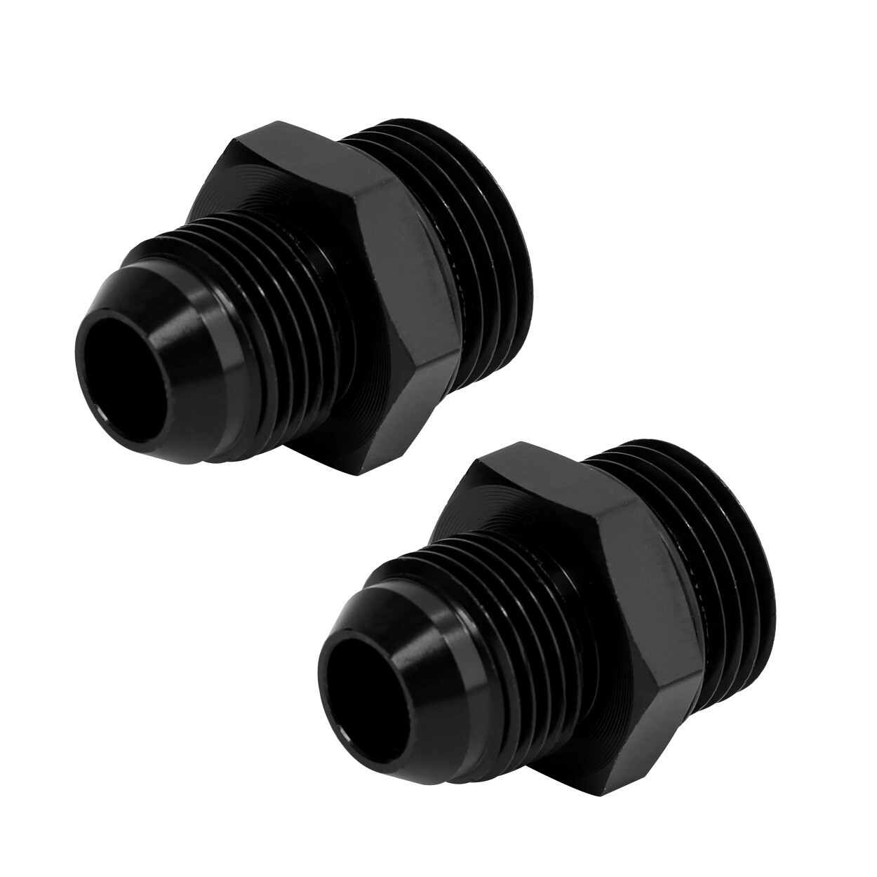LokoCar Flare ORB 8AN to 6AN Male Fuel Rail Adapter Fitting Black 2PCS