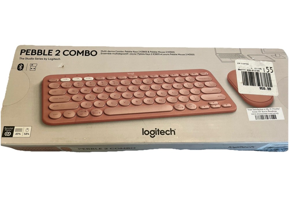 Logitech Pebble 2 Combo Wireless Keyboard/Mouse Bundle - Tonal Rose, English