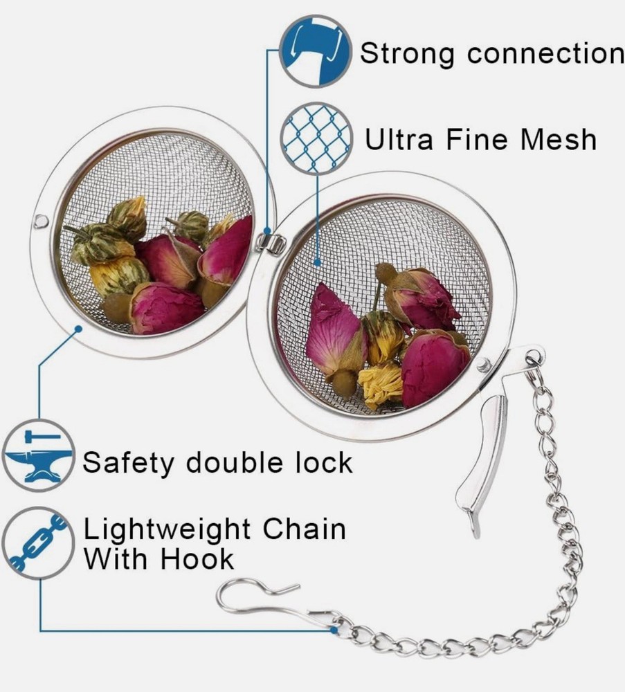 2PCS Stainless Steel Mesh Tea Infuser, 2.1 Inch Tea Ball, Strainer Tea Diffuser,