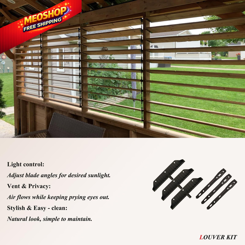 Explranltec Louver Bracket Kit, Deck Sunblind System, Shutters Hardware Black