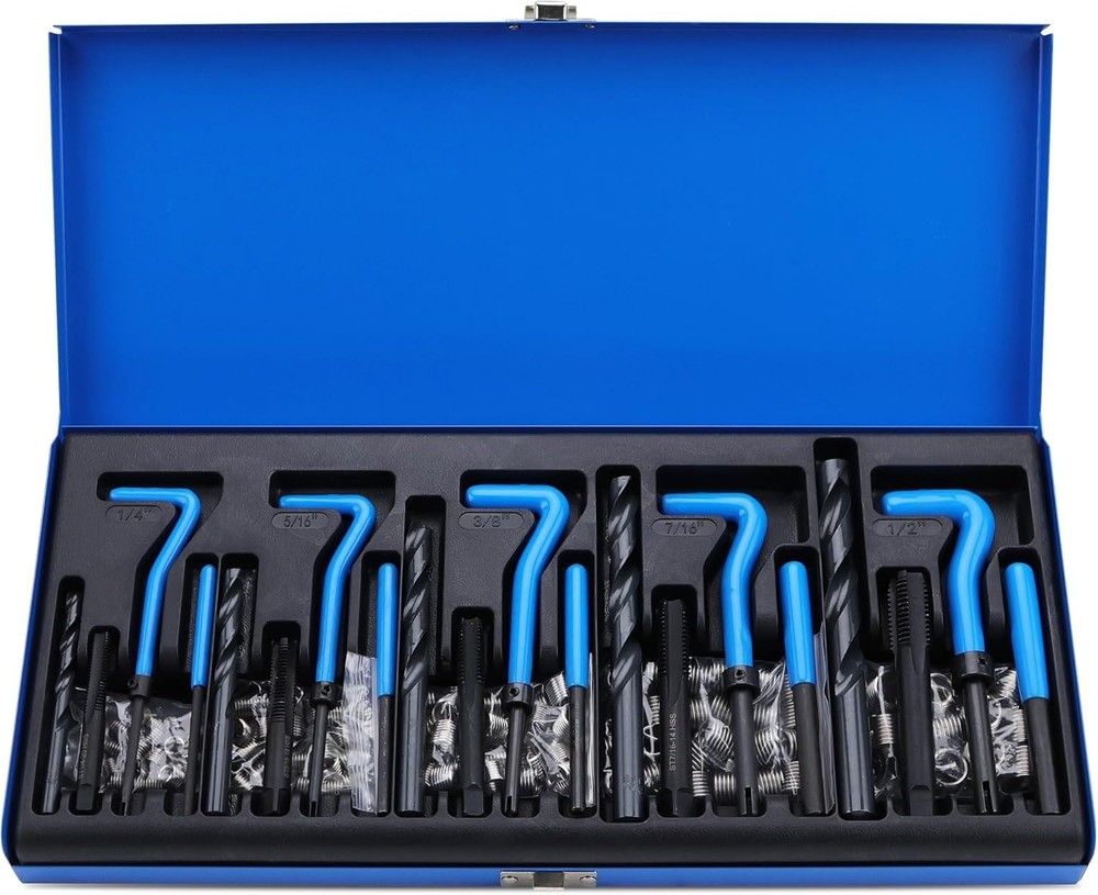 Versatile 131PC SAE Helicoil Kit with Drill Bits & Stainless Steel Inserts