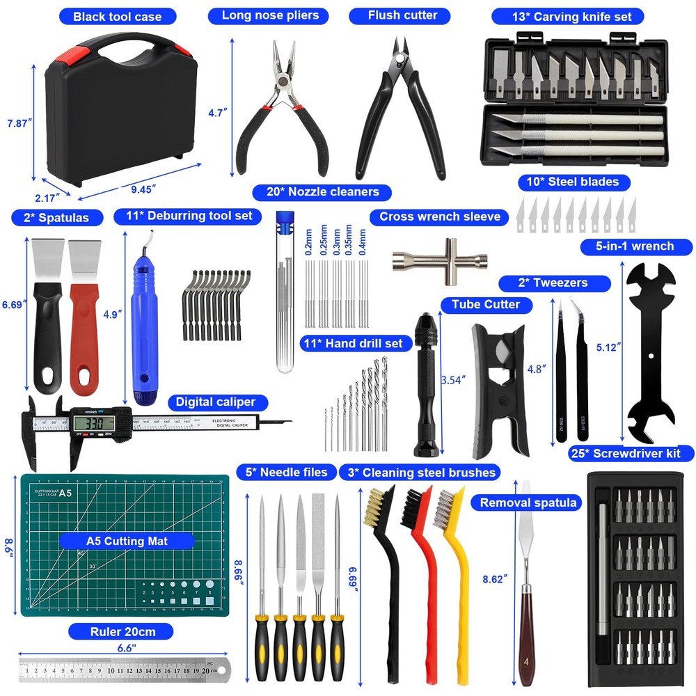 112 PCS 3D Printing Tool Kit, 3D Printer Accessories with Nozzle Cleaning Kit...