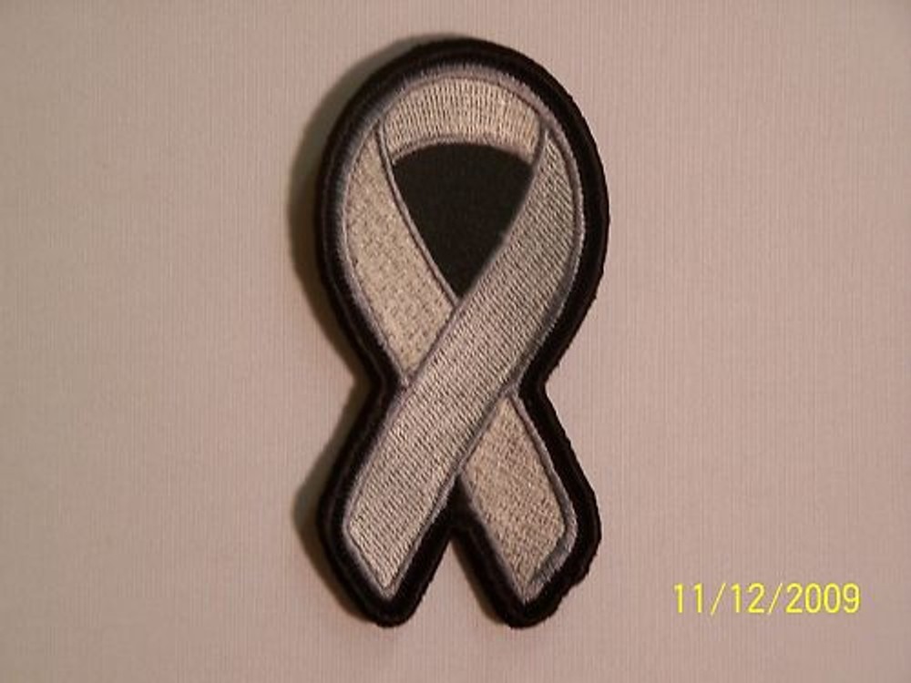 GREY RIBBON BIKER MOTORCYCLE PATCH PT1078C