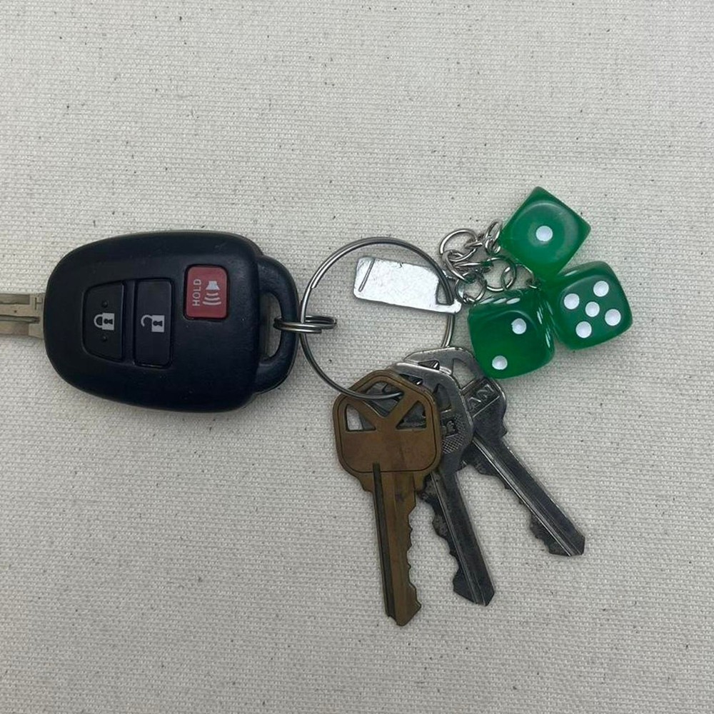 Y2k 2000s vintage style green dice key chain