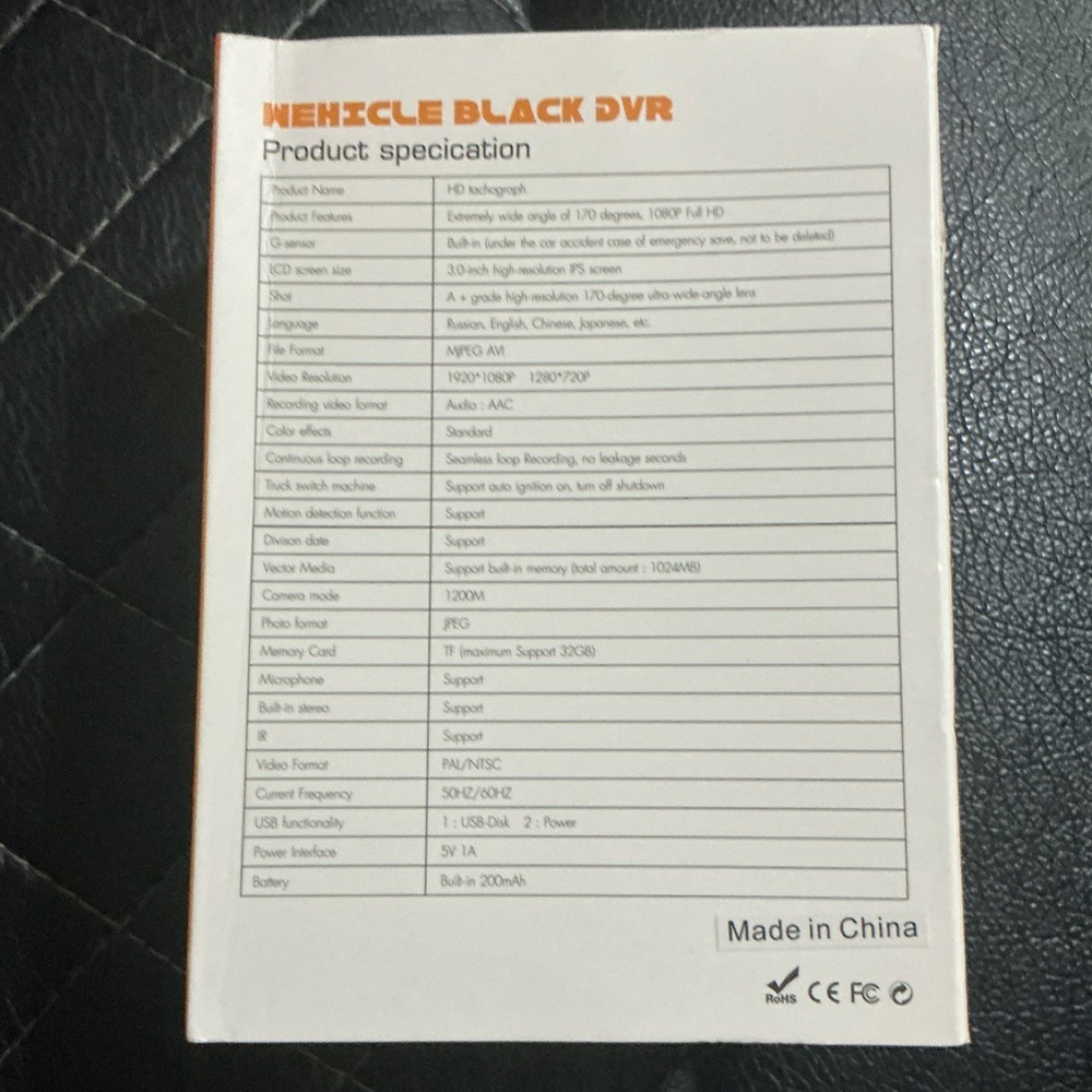 Vehicle Black DVR Model T666y Dash Cam