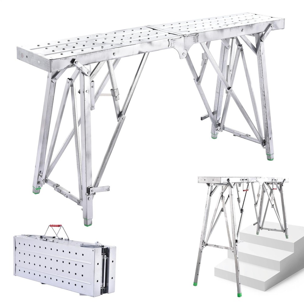 Aluminum Step Stool Non-slip Folding Work Platform 330lbs Drywall Ladder