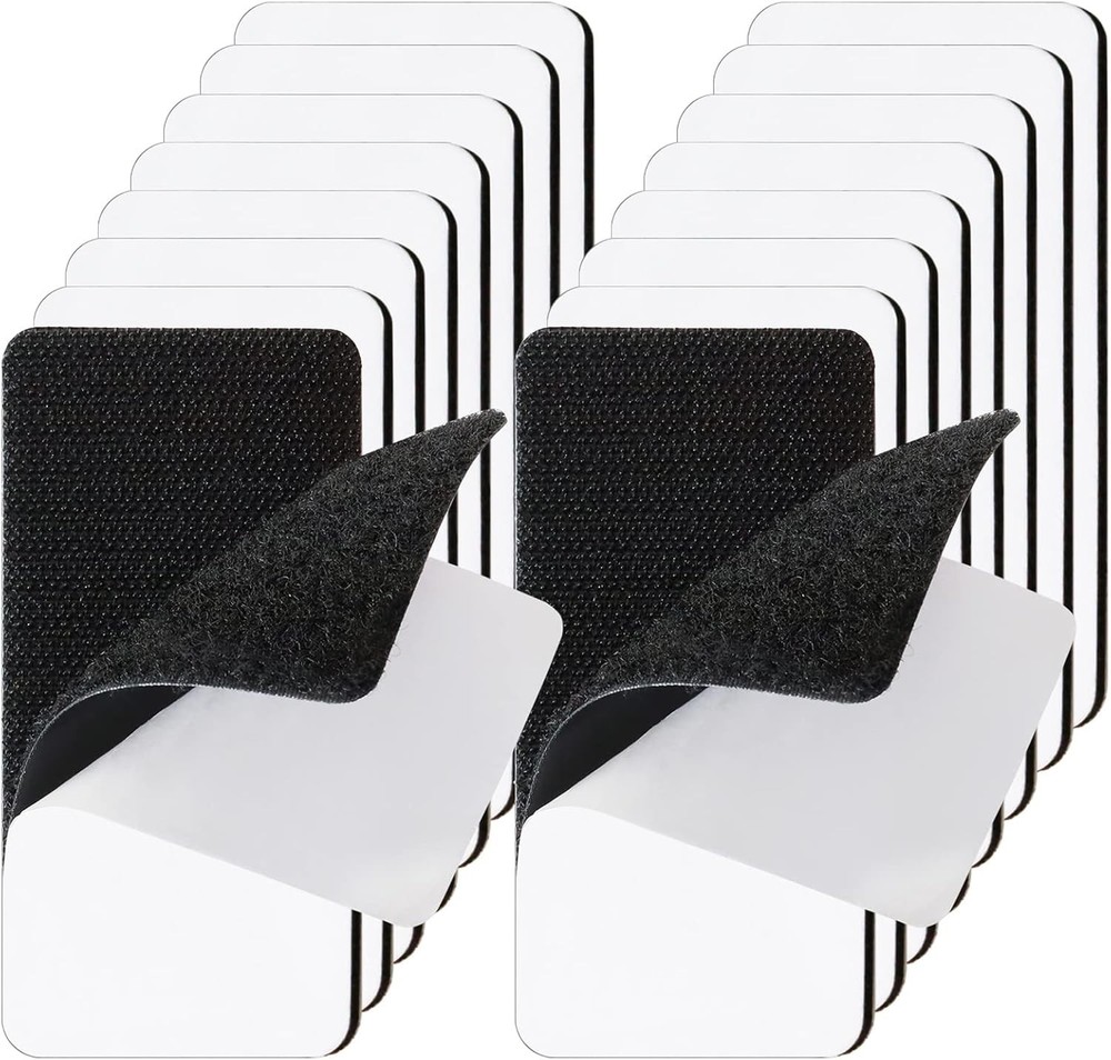 Industrial 2x4 Inch Double-Sided Adhesive Strips - 16 Sets Hook and Loop Tape