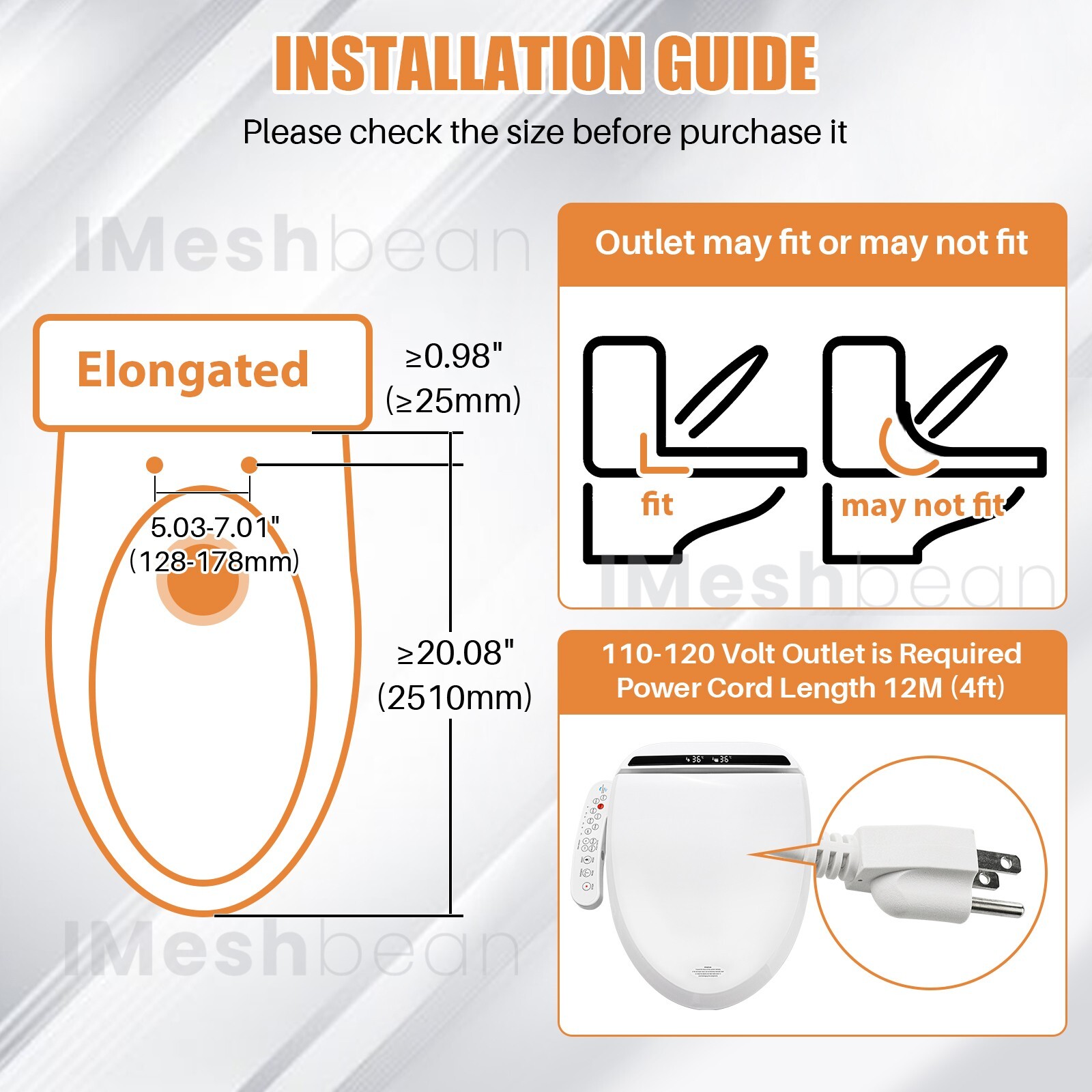 Smart Electric Bidet Toilet Heated Seat Elongated LCD Auto Flush Dry Night Light