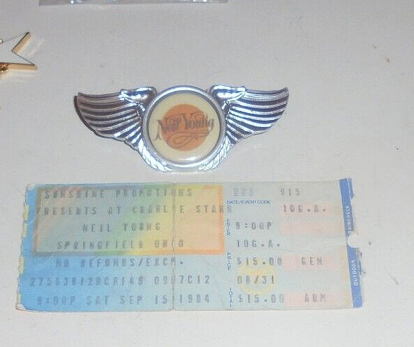 Neil Young Harvest Rust Old Man Heart Live Concert Ticket  Jacket Hat Pin Badge