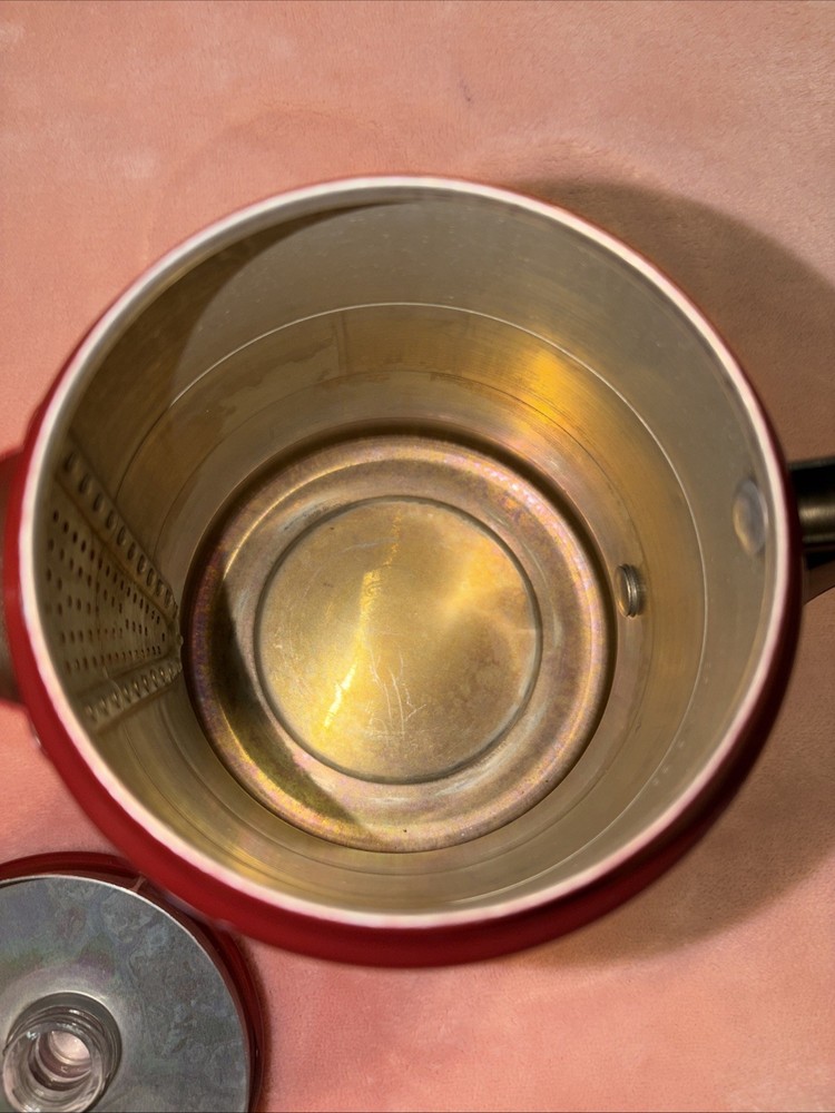 Red Vintage Comet Aluminum Coffee Percolator inside component Included