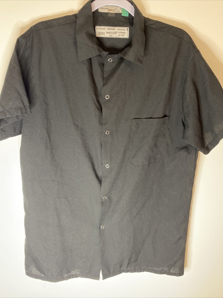 PINNACLE HD SOLID BLACK MEDIUM 8 BUTTON COTTON BLEND CHEFS COOK UNIFORM COAT