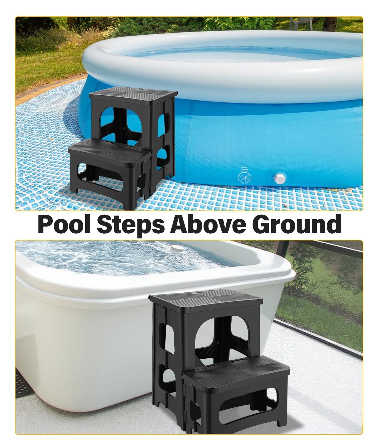 Folding 2-Step Stool Non-Slip Collapsible Portable Footstool Hold up to 300 lbs