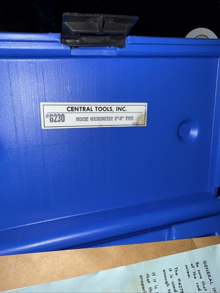 Central Tools Inside Micrometer Rod Type No 85 Complete Set Box, 2”-8” Instr.