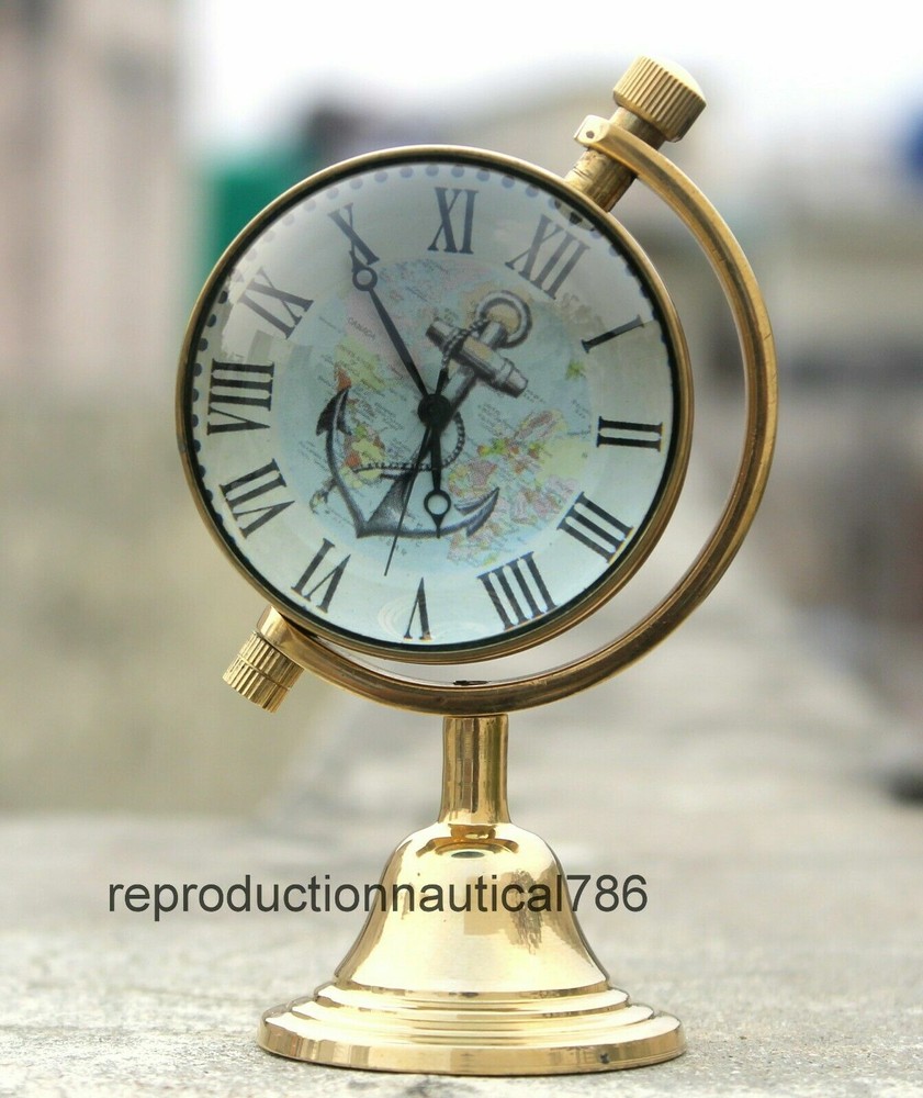 Nautical Brass Lot Of 2 Unit Desktop Clock Office Décor Table Top Working Clock