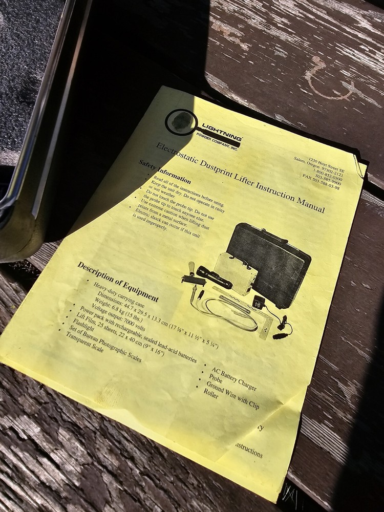 Lightning Powder Electrostatic Dust Print Lifter