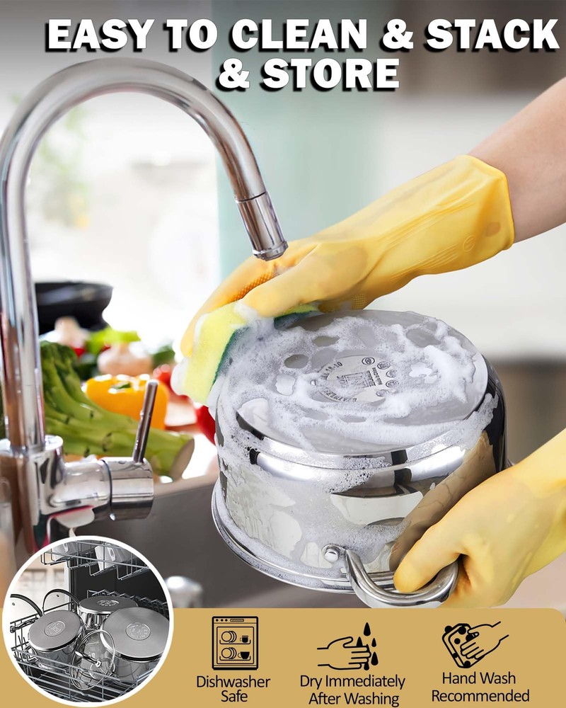 Cook N Home Kitchen Cookware Sets, 12-Piece Basic Stainless Steel Pots and P...
