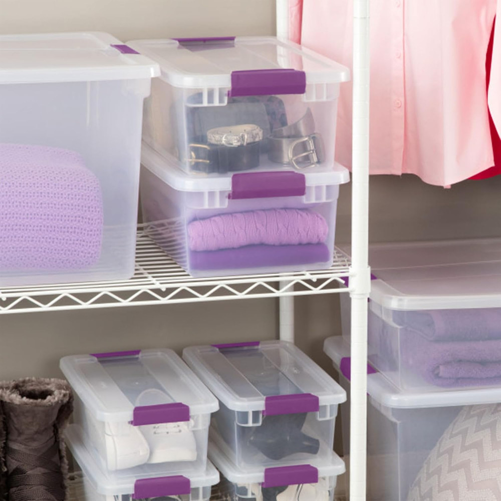Sterilite 12-Pack 15 Quart Clearview Latch Box, Stackable Organizer Bins with La