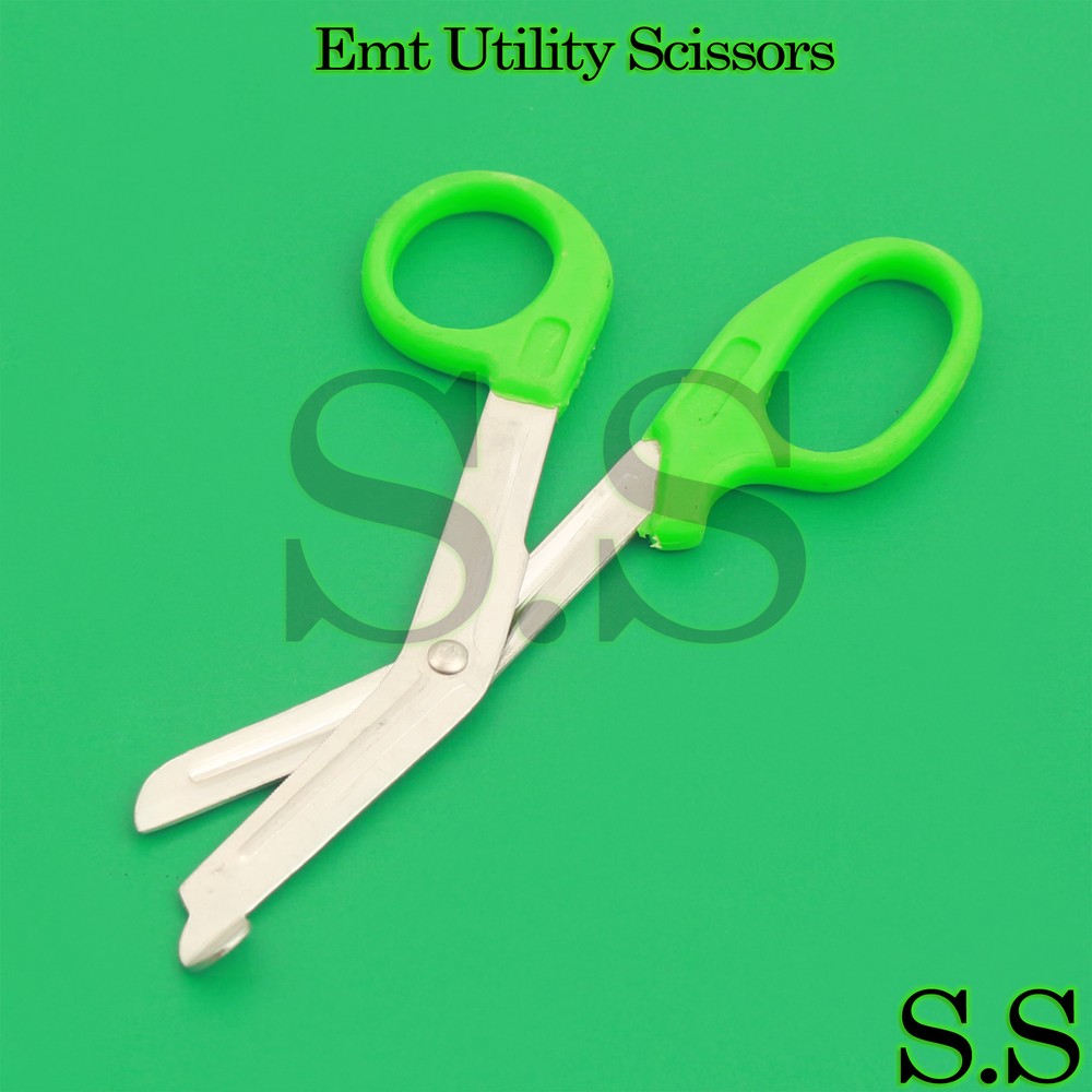 Green Utility Scissors 5.5" & 7.25" Multi-Purpose DIY EMS Universal 2 Shears Set