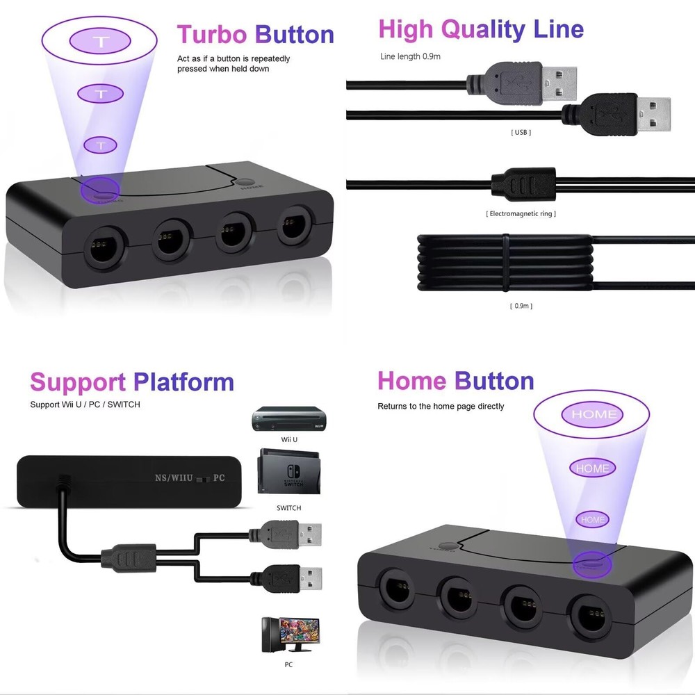 High - Quality Multi - Device Converter Fits Nintendo Gamepad Switch/Wii U/PC US
