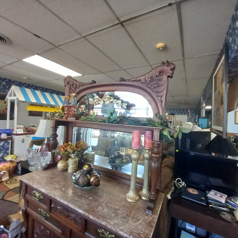 Mahogany mirror marble top sideboard