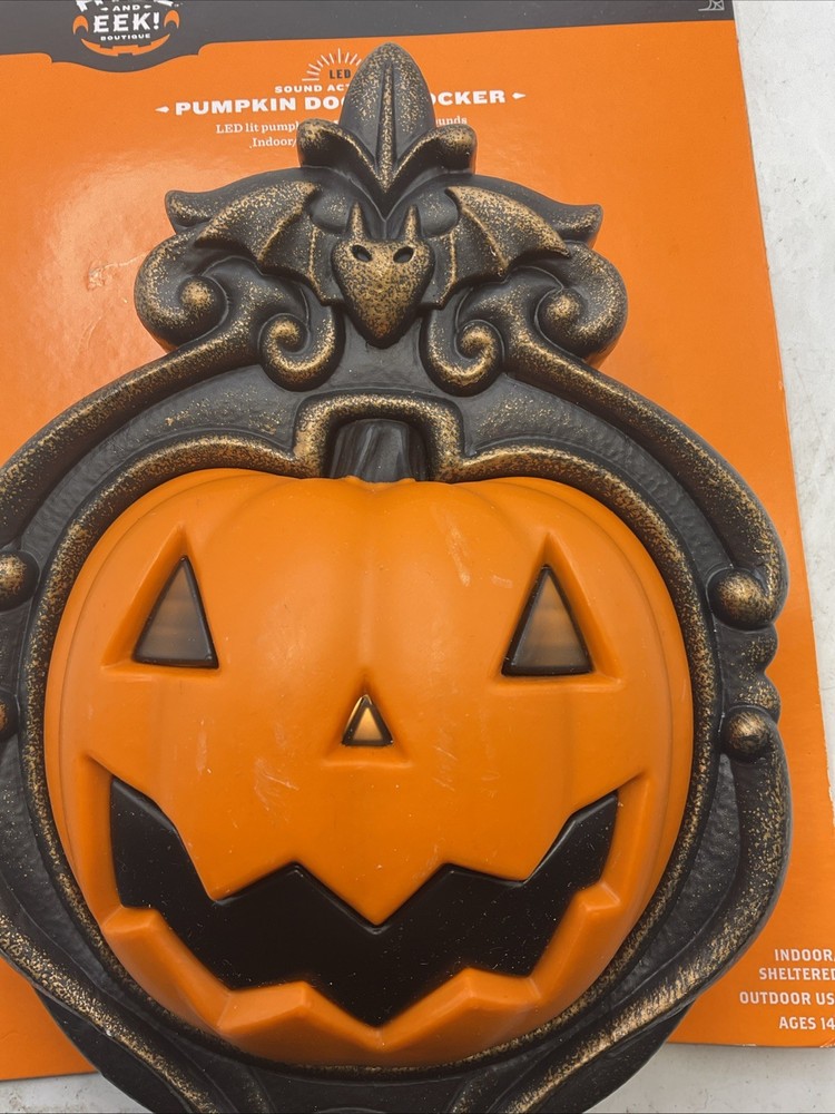 Hyde And Eek LED Pumpkin Door Knocker Sound Activated