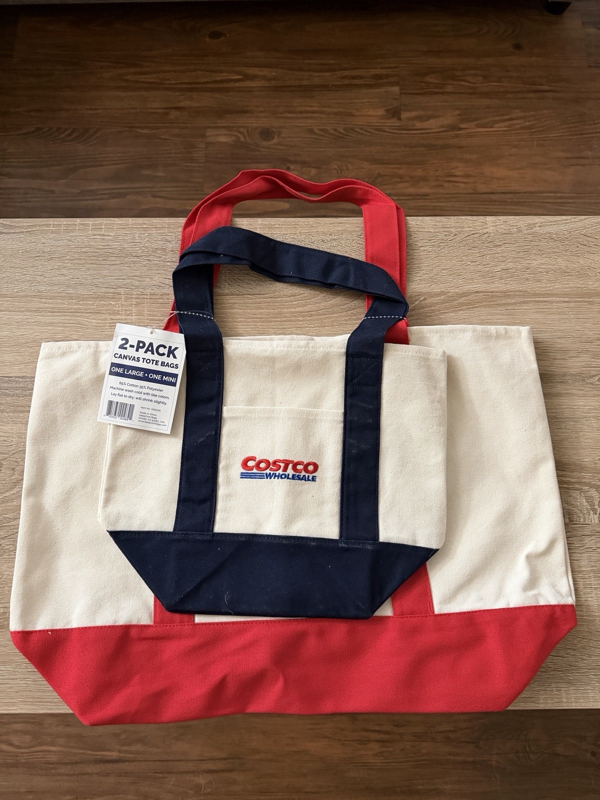 Costco Reusable Shopping Canvas Tote Bags 2-Pack Large+Mini - Asia Exclusive NEW