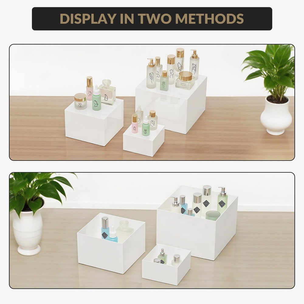 6-Piece White Stackable Display Risers for Desserts – Multi-Sized Food Stands...