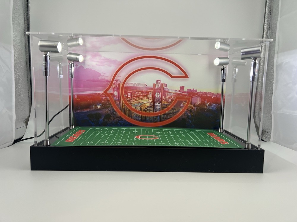 Chicago Bears Custom 2 Mini Helmet Display Case W/ LED Lights