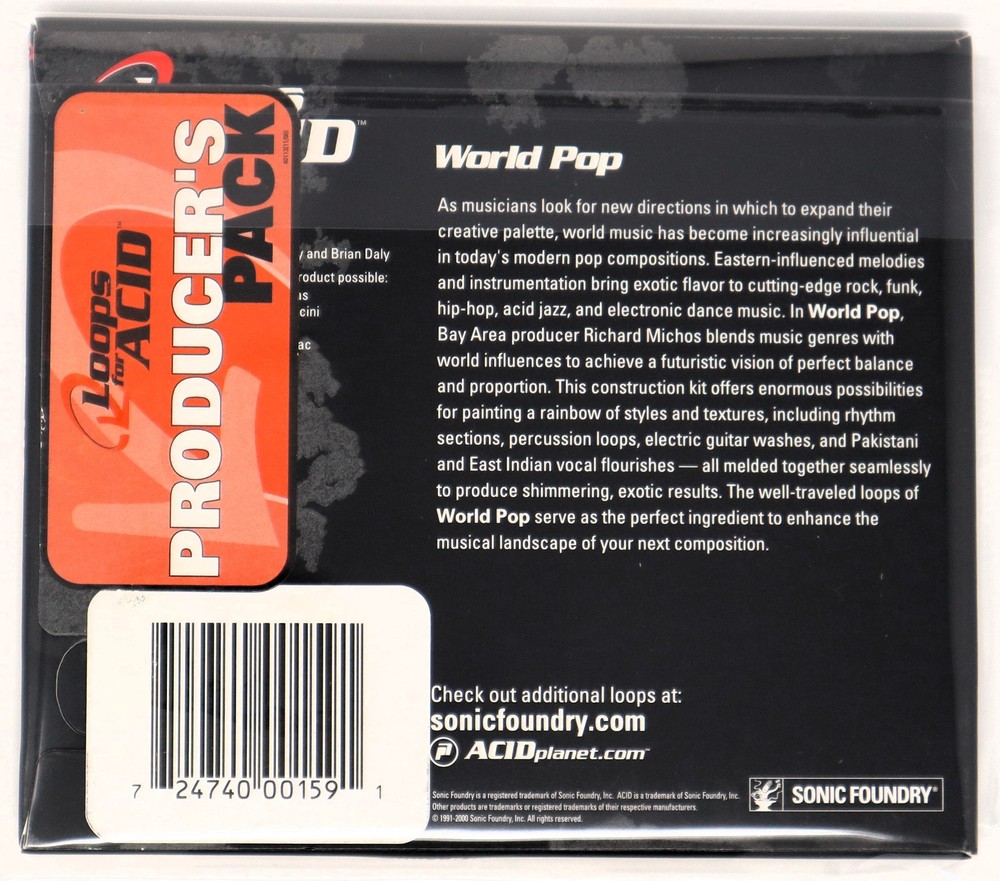 Sonic Foundry World Pop Loops For Acid Sample/Sound Library/Sampling CD