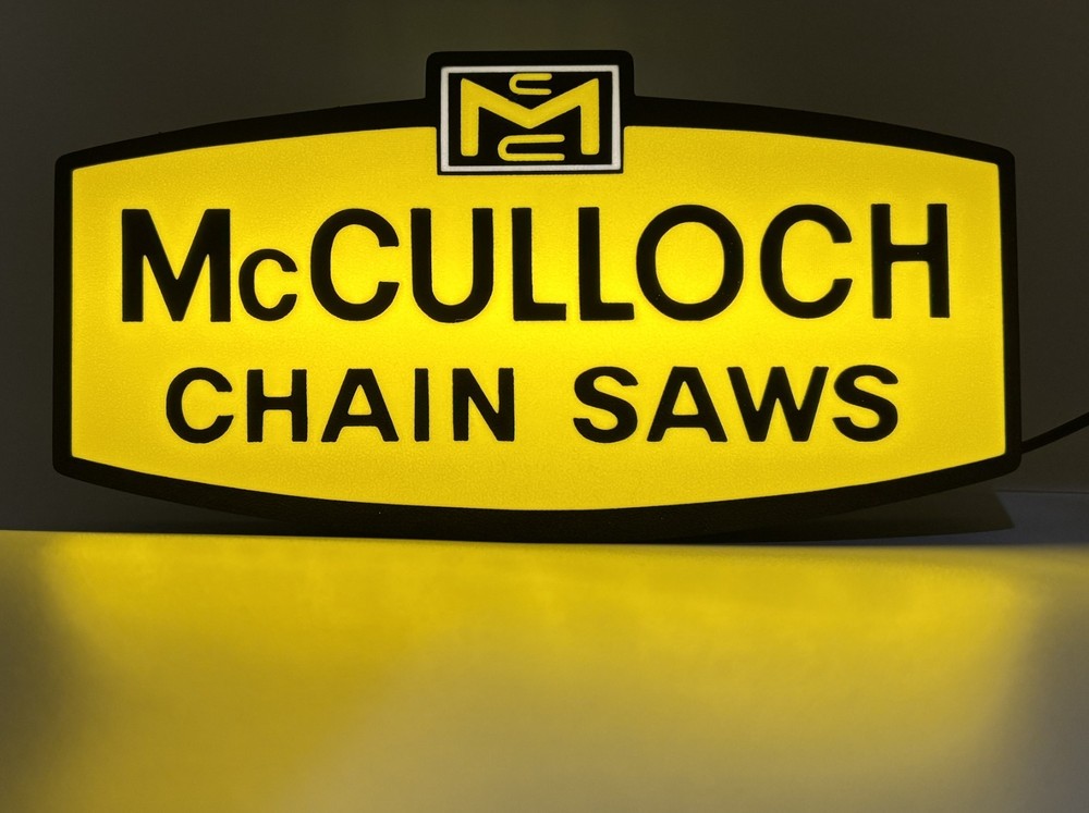 Extra Large Lighted McCulloch chainsaw sign