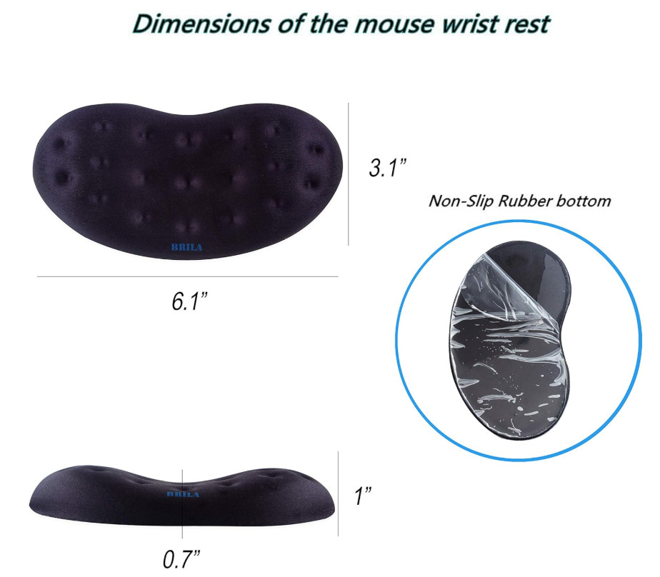 Ergonomic Keyboard & Mouse Wrist Rest Set, Memory Foam