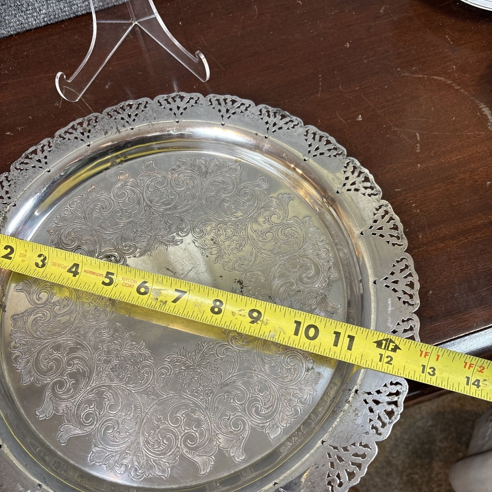 Home Decorators Inc Silver Plated Round Tray Serving Platter 12-3/4”