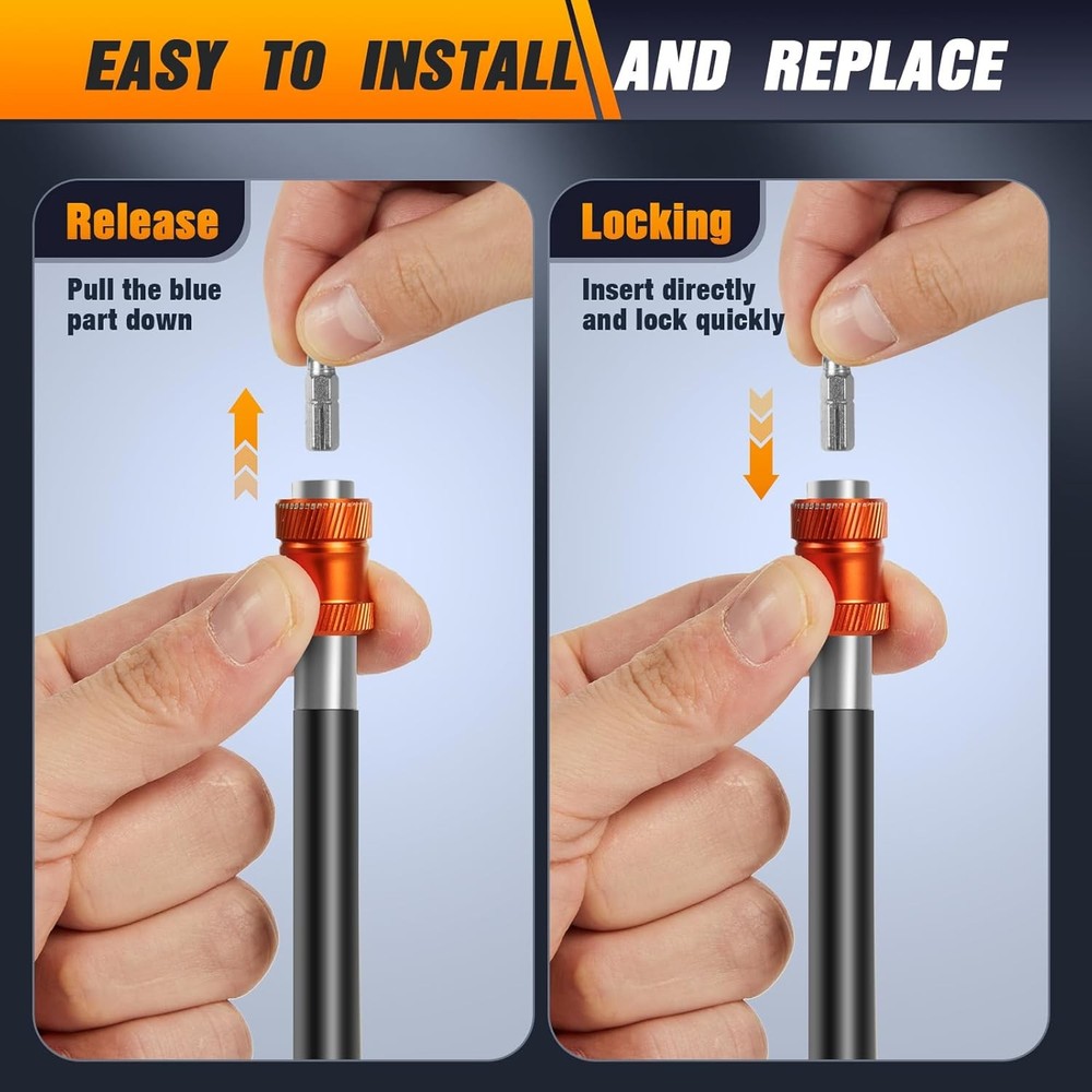 4Pcs Drill Bit Extension Set,Magnetic Drill Screwdriver Bit Holder Extender with