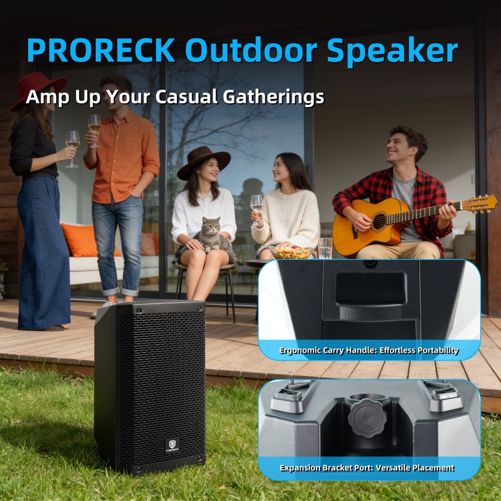Proreck Professional SP8 1000W 8'' Bluetooth Powered PA Speaker Bluetooth TWS