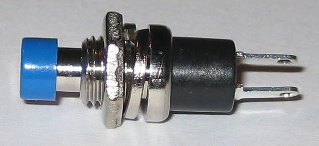 Momentary Blue Pushbutton Switch - Panel Mount - SPST N.O. - 1/4" Mounting Hole