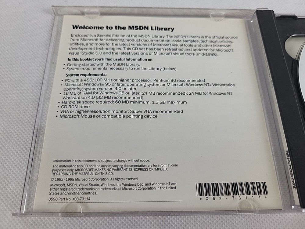 Microsoft MSDN Library Visual Studio 6.0 2 Disc With Code Tested and Working