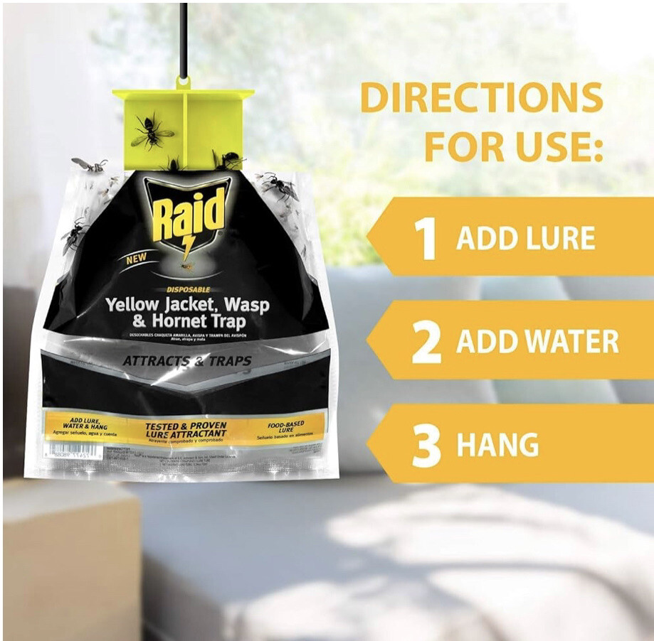 Raid 2 Pack Disposable Traps Yellow Jackets, Wasps and Hornets