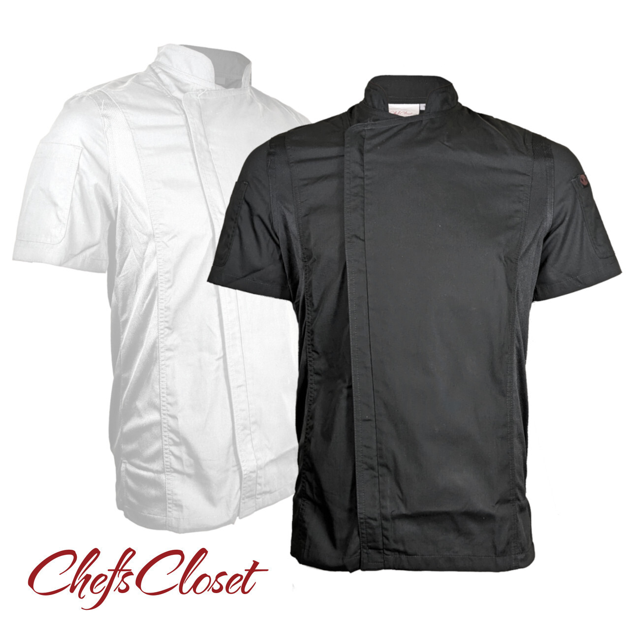 ChefsCloset Men's Short Sleeve "William" Zipper Closure Chef Coat