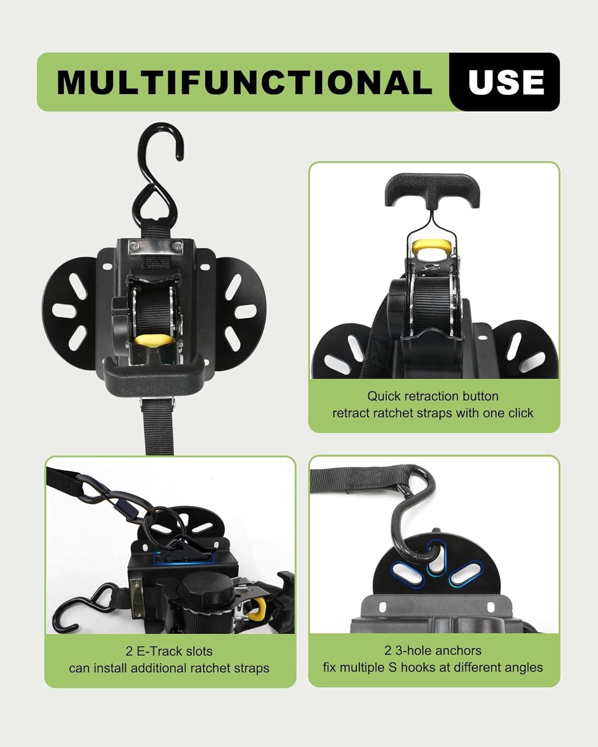 Retractable Truck Bed Ratchet Straps for Ford F-150 F250 F350 F450 2015-2025 (2)